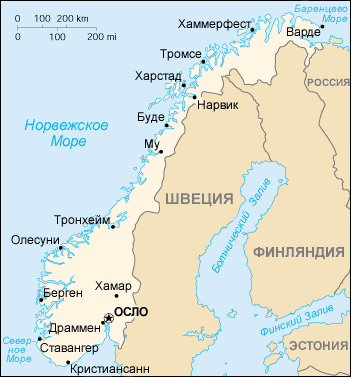карта морей Норвегии
