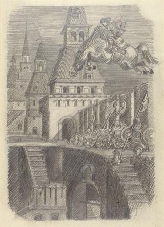 Кузнецов К.В.: Иллюстрация к сказке «Конек Горбунок». Бумага, карандаш. 1930-е гг.