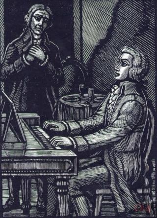 Моцарт играет. Народный художник СССР, советский и российский график Федор Денисович Константинов, 1955 г.