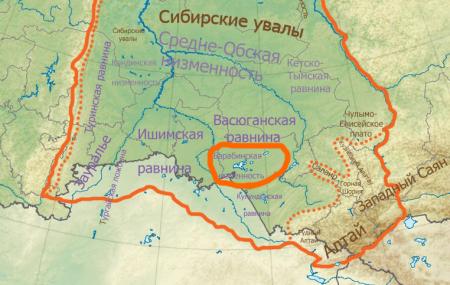 Барабинская низменность карта