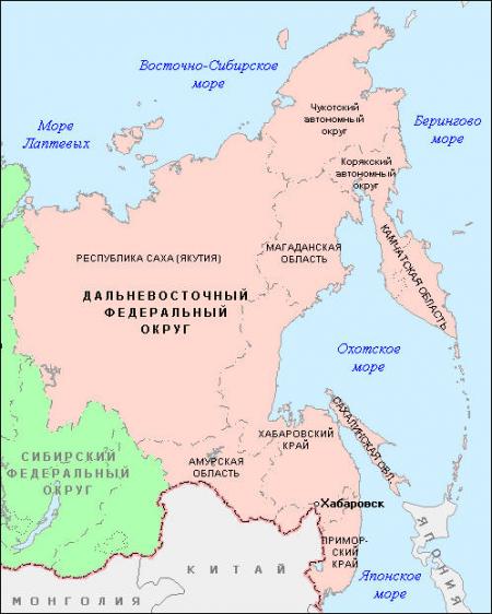 карта Дальнего Востока России