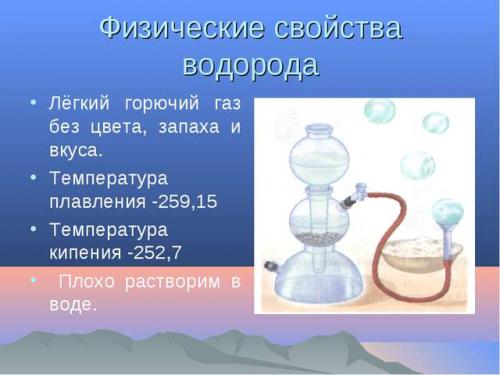 физические свойства водорода