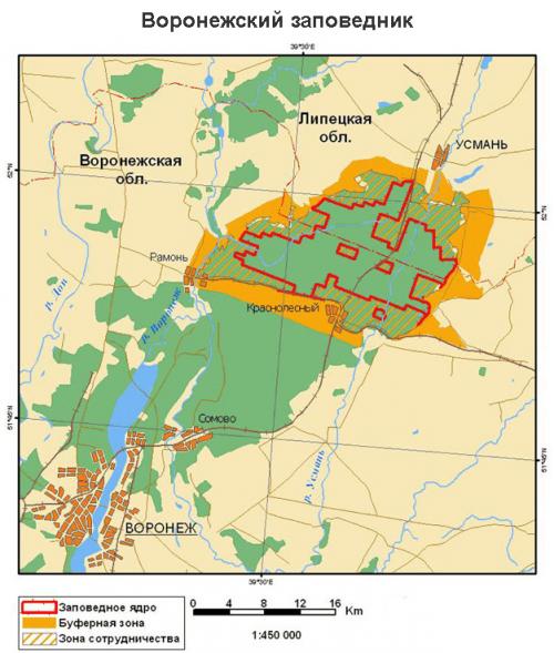 Воронежский заповедник карта-схема