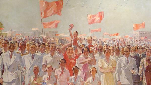 Дейнека Стахановцы, фрагмент картины