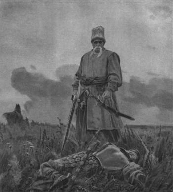 Тарас Бульба у павшего от его рук Андрия на поле после боя