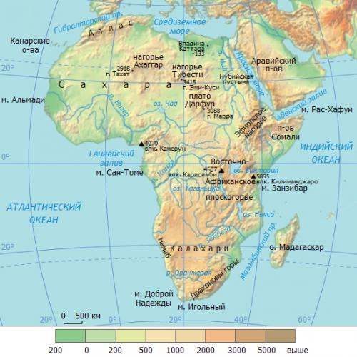 воды Африки на карте